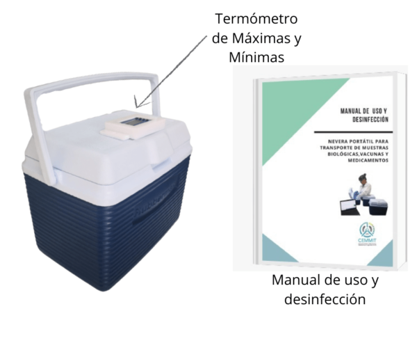 Nevera portátil con termómetro de máxima y mínima