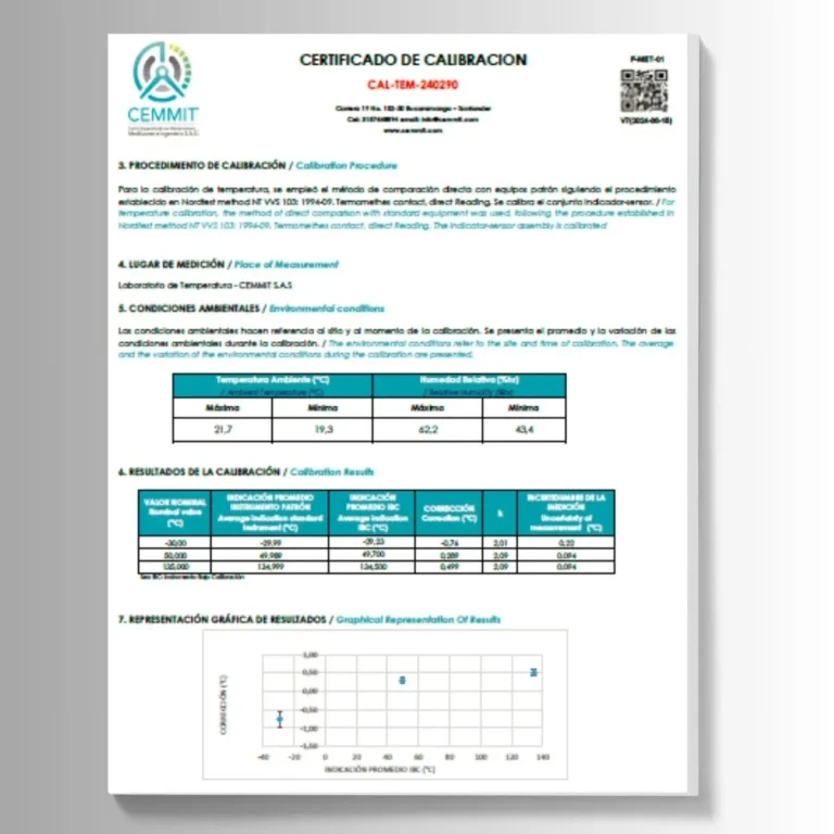 certificado calibracion termometro nevera