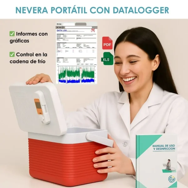 nevera portátil 4,7 con termómetro datalogger